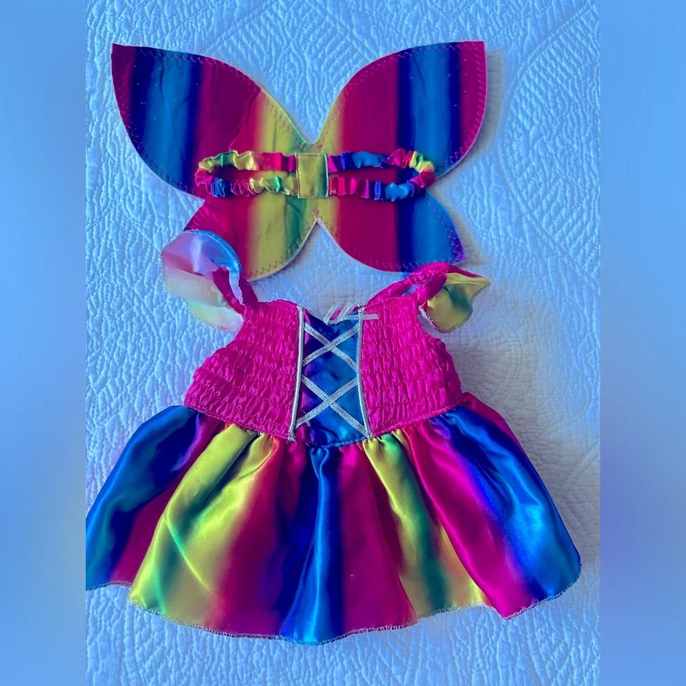 Build-A-Bear Rainbow Fairy Dress and Wings. Includes pink sandals